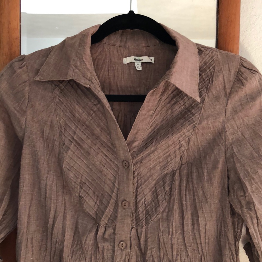 Papaya long sleeve button down blouse.